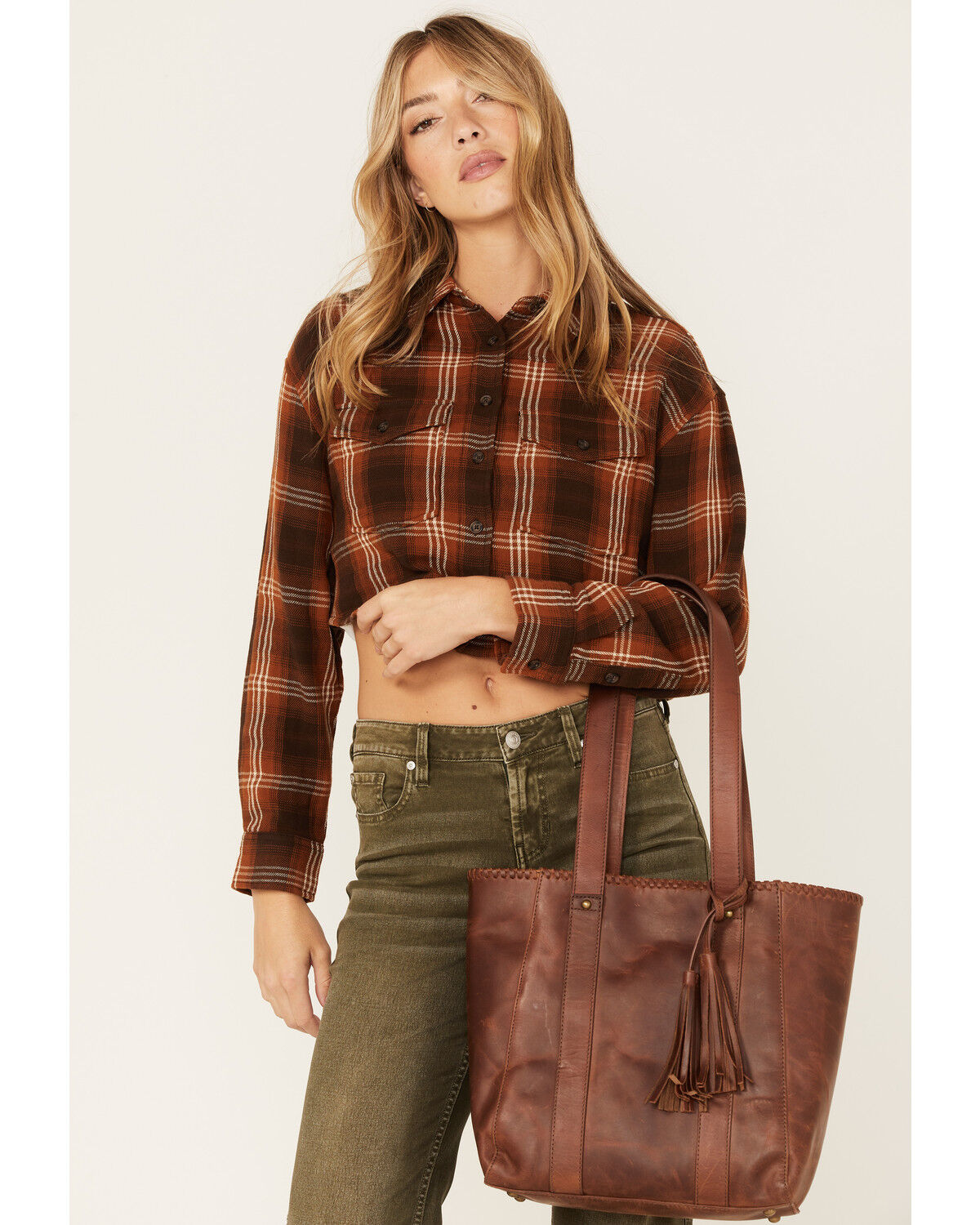 Image #1 - Cleo + Wolf Women's Leather Tote, Distressed Brown, hi-res