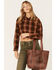Cleo + Wolf Women's Brown Leather Tote Handbag, Distressed Brown, hi-res