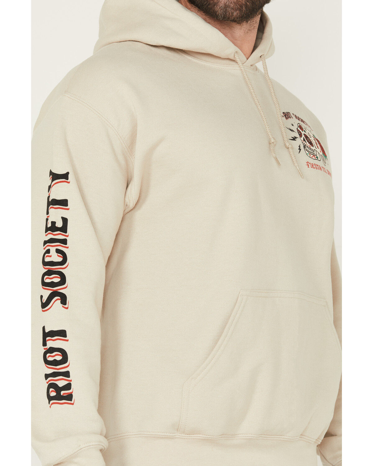 Image #4 - Riot Society Men's Boot Barn Exclusive Fiesta Til Death Cowgirl Graphic Hooded Sweatshirt, Sand, hi-res