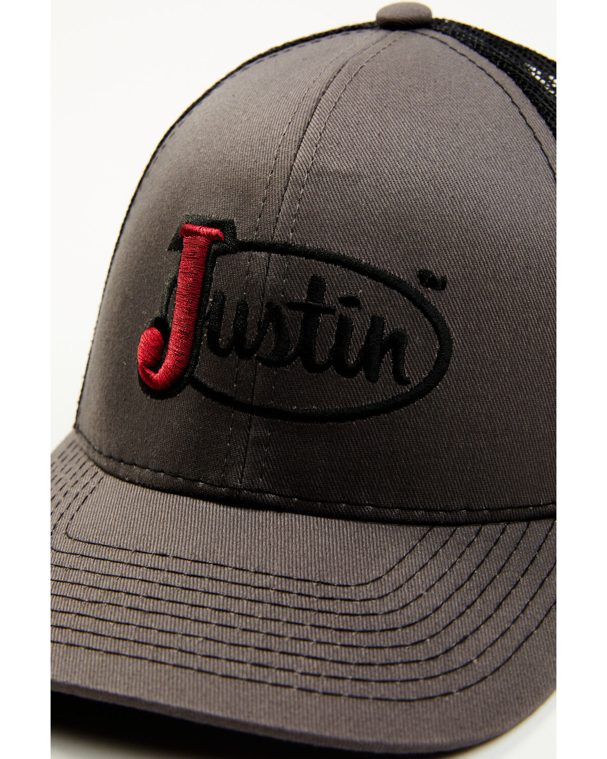 Image #2 - Justin Men's Embroidered Logo Mesh Back Baseball Cap, Grey, hi-res