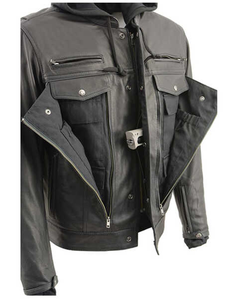 Image #3 - Milwaukee Leather Men's Vented Utility Pocket Concealed Carry Leather Motorcycle Jacket, Black, hi-res