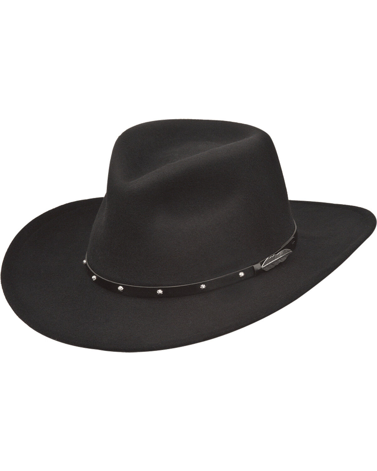 Image #1 - Black Creek Men's Feather Concho Felt Western Fashion Hat, Black, hi-res