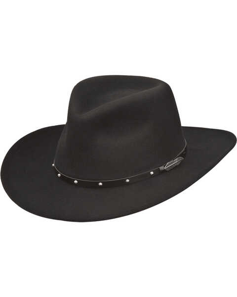 Image #1 - Black Creek Men's Feather Concho Felt Western Fashion Hat , Black, hi-res