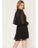 Image #4 - Sendero Provisions Women's Piper Floral Embroidered Sheer Long Sleeve Snap Western Mini Dress, Black, hi-res