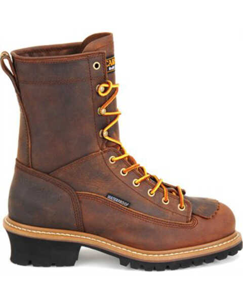 Image #2 - Carolina Men's Waterproof Lace-to-Toe Logger Boots - Steel Toe, Brown, hi-res