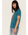 Wrangler Women's Steer Head Logo Graphic Tee, Teal, hi-res