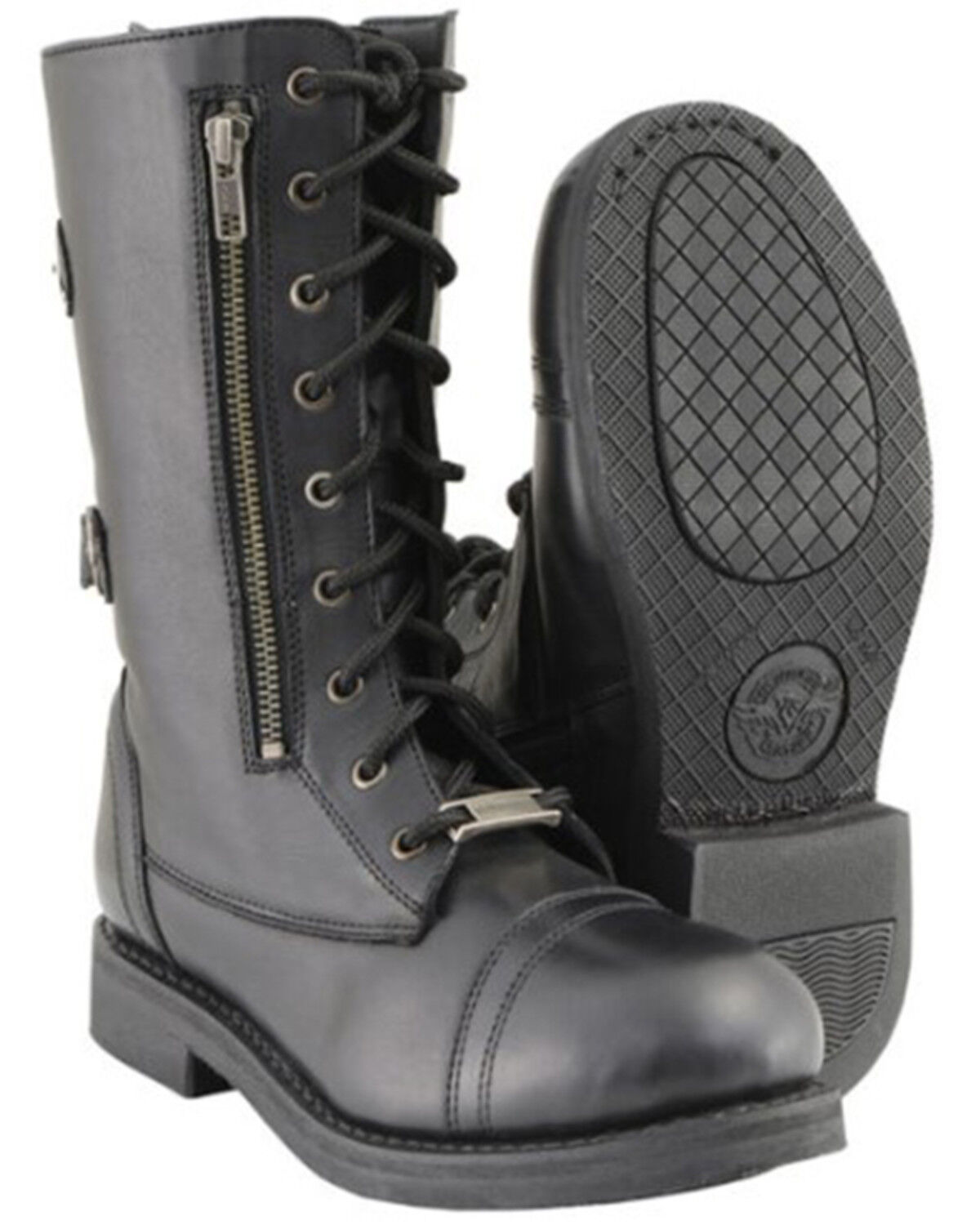 Image #4 - Milwaukee Leather Women's Tall Lace Front Buckles Back and Knife Storage Boots - Round Toe, Black, hi-res