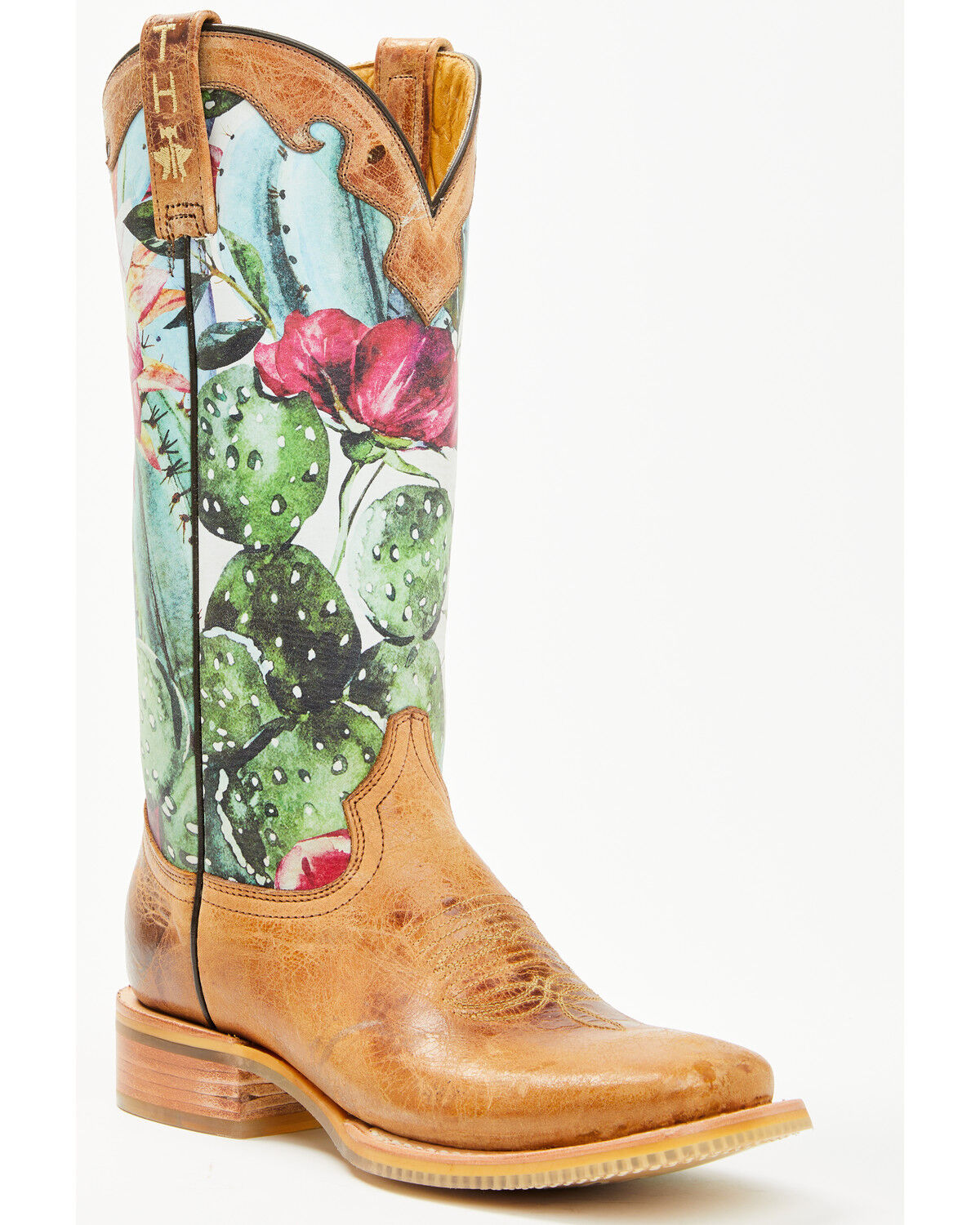 Image #1 - Tin Haul Women's Cactilicious Looking Sharp Sole Western Boots - Broad Square Toe, Brown, hi-res