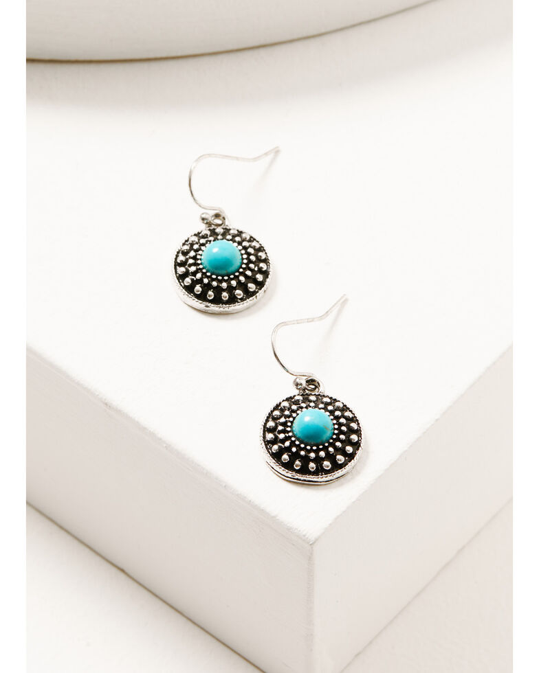 Prime Time Jewelry Women's Silver Turquoise & White Concho Jewelry Set, Silver, hi-res