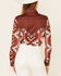 Ranch Dress'n Women's Southwestern Bandera Print Long Sleeve Snap Western Shirt, Rust Copper, hi-res