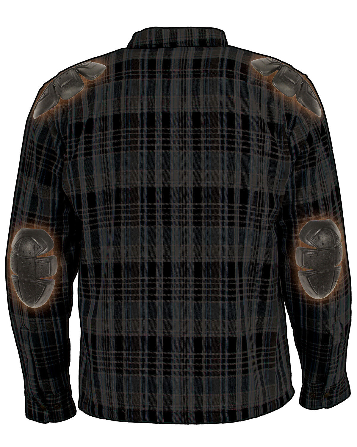 Image #2 - Milwaukee Performance Men's Aramid Flannel Biker Jacket - 3X, Black/blue, hi-res