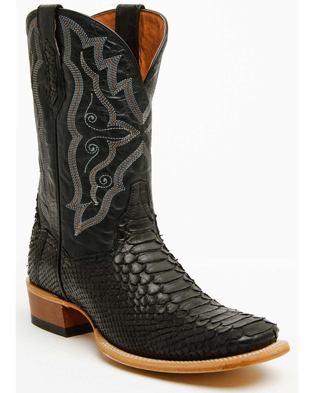 Image #1 - Dan Post Women's Exotic Python Western Boots - Broad Square Toe, Black, hi-res