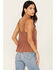 Cleo + Wolf Women's Cropped Strappy Peplum Top, Coffee, hi-res