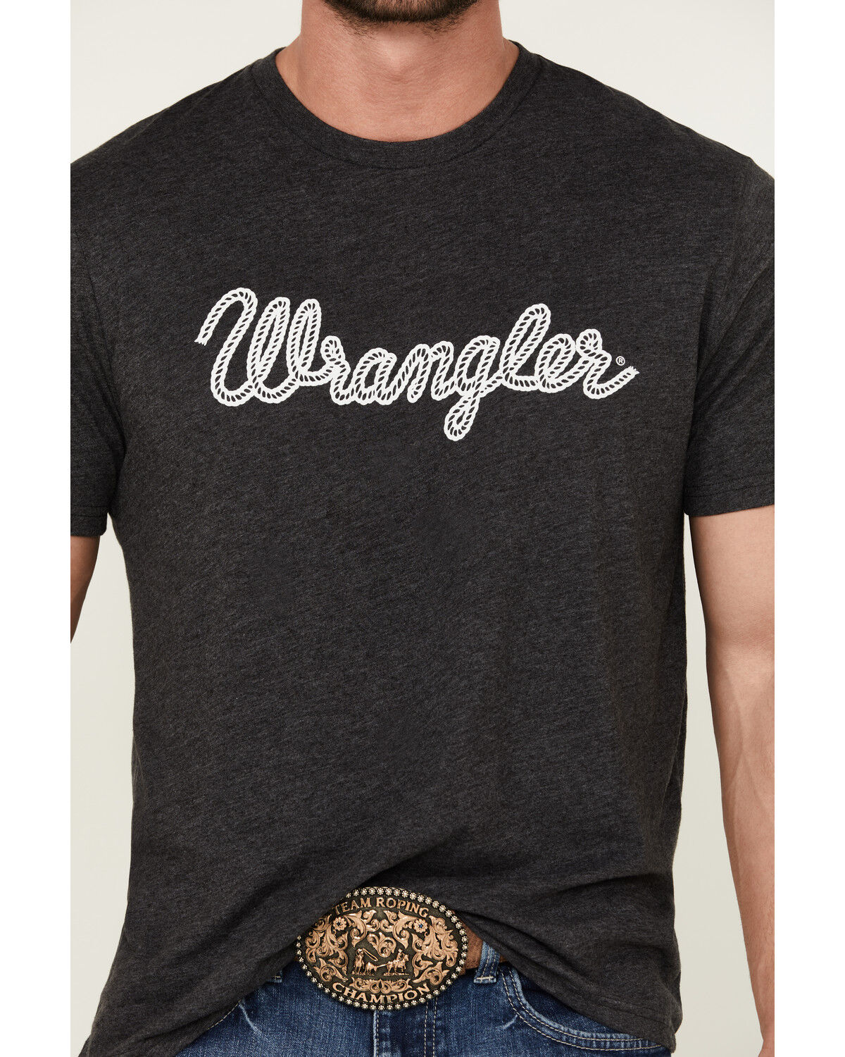 Image #3 - Wrangler Men's Rope Logo Short Sleeve Graphic Print T-Shirt, Charcoal, hi-res