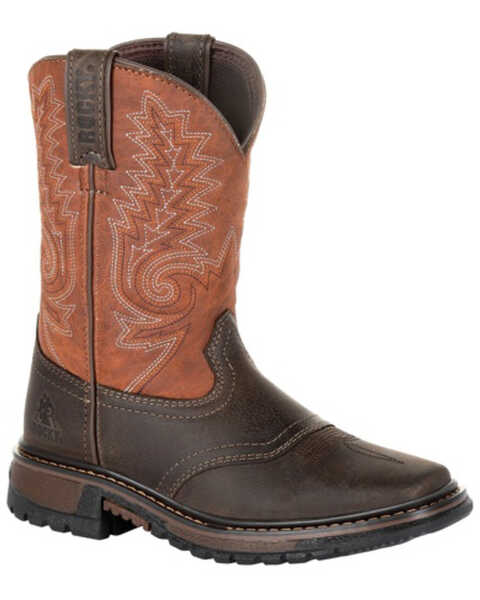 Rocky Youth Boys' Ride FLX Western Boots - Square Toe, Chocolate, hi-res
