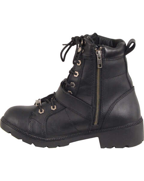 Image #3 - Milwaukee Leather Women's Waterproof Side Buckle Boots - Round Toe , Black, hi-res