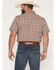 Image #4 - Cody James Men's Elmer Plaid Print Short Sleeve Snap Western Shirt, Brown, hi-res
