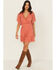 Image #1 - Shyanne Women's Faux Wrap Lace Mini Dress, Dark Pink, hi-res