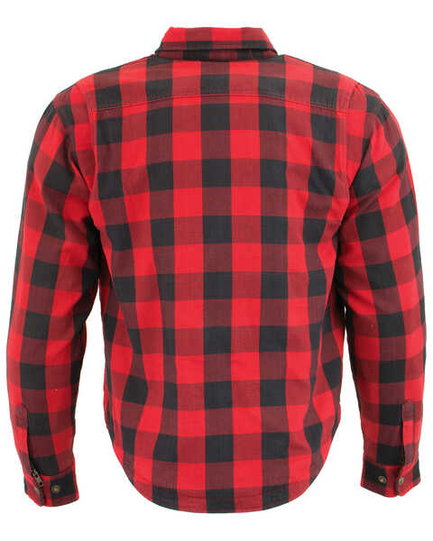Image #3 - Milwaukee Performance Men's Aramid Checkered Flannel Biker Shirt - Big & Tall, Black/red, hi-res