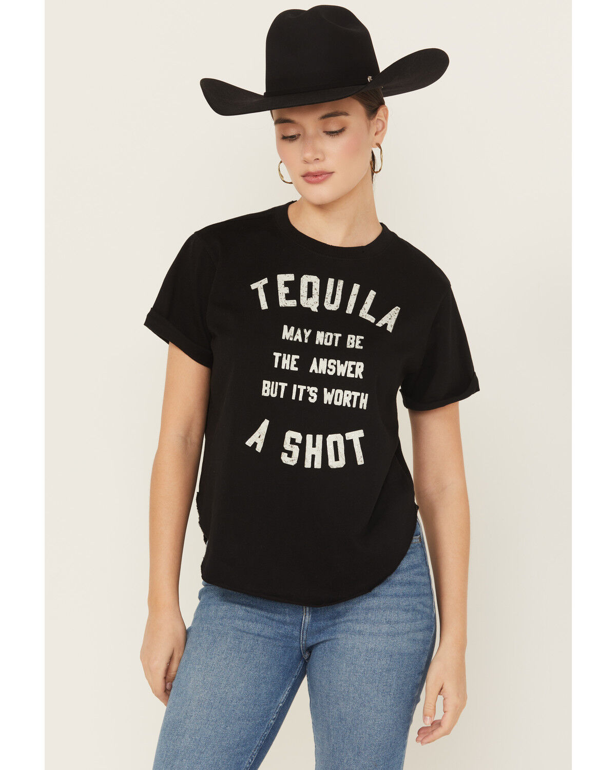 Image #1 - Idyllwind Women's Shot Of Tequila Short Sleeve Graphic Tee, Black, hi-res