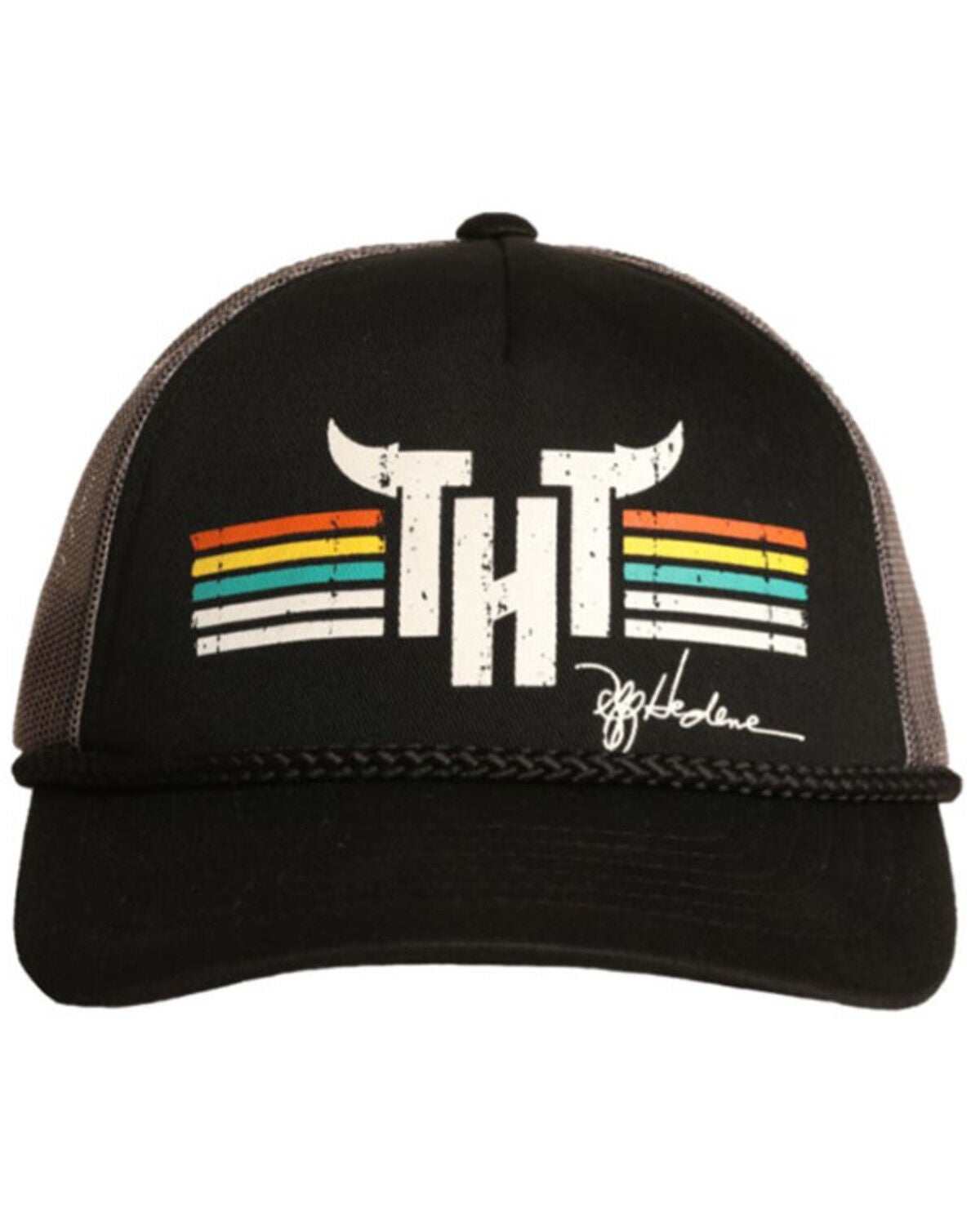Rock & Roll Denim Men's Tuff Hedeman Logo Mesh-Back Ball Cap, Black, hi-res