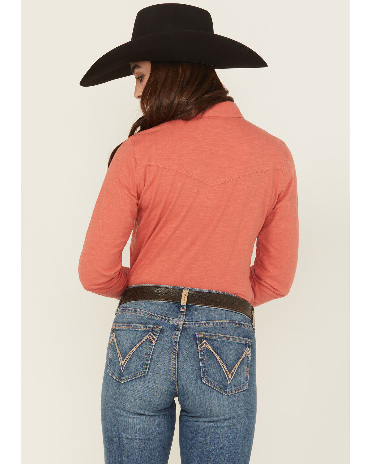 Image #4 - Shyanne Women's Solid Long Sleeve Pearl Snap Core Western Shirt, Dark Pink, hi-res