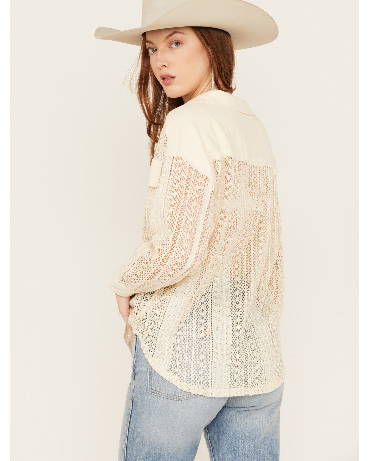 Image #4 - Very J Women's Crochet Button-Down Shirt, , hi-res