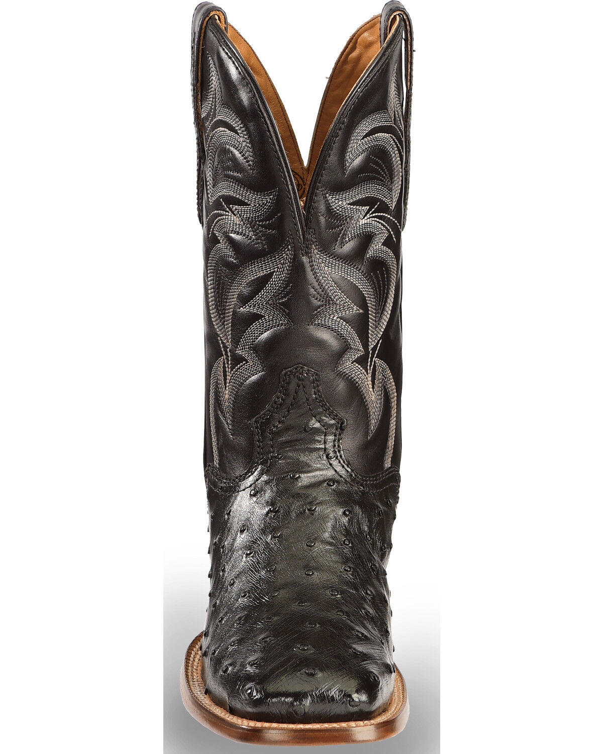 Image #10 - El Dorado Men's Handmade Full Quill Ostrich Stockman Boots - Broad Square Toe, Black, hi-res