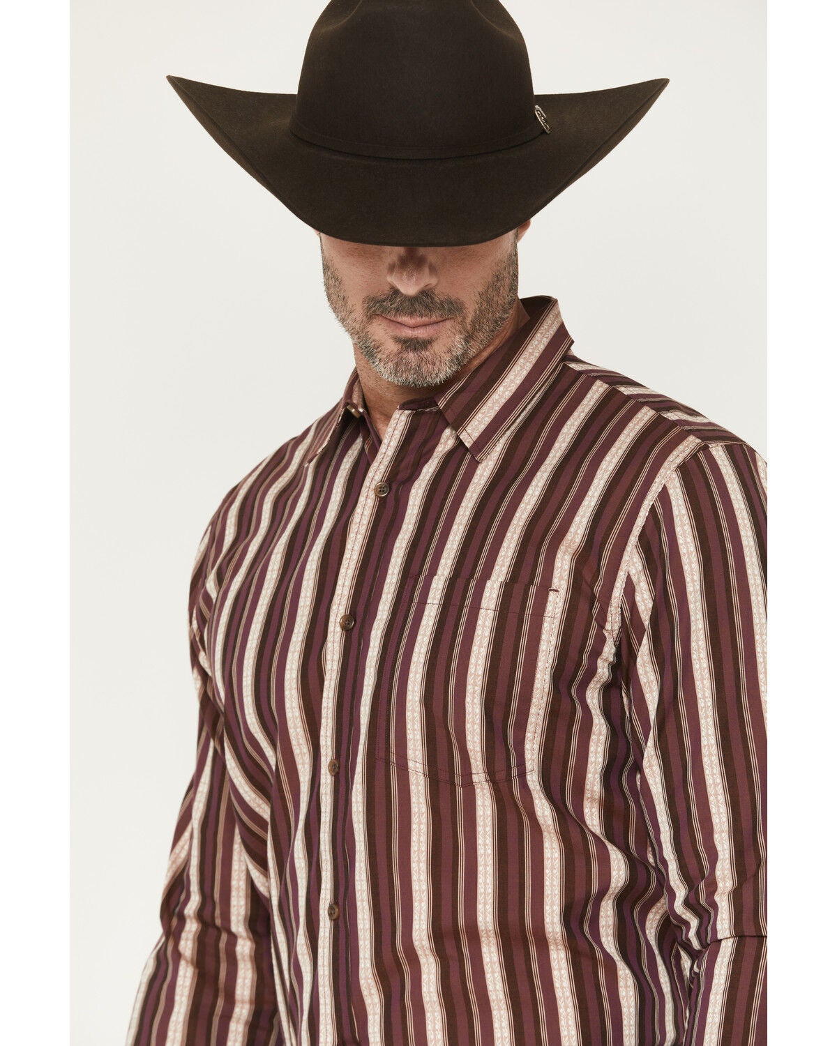 Image #2 - Gibson Trading Co Men's Zenith Striped Print Long Sleeve Button-Down Western Shirt, Purple, hi-res