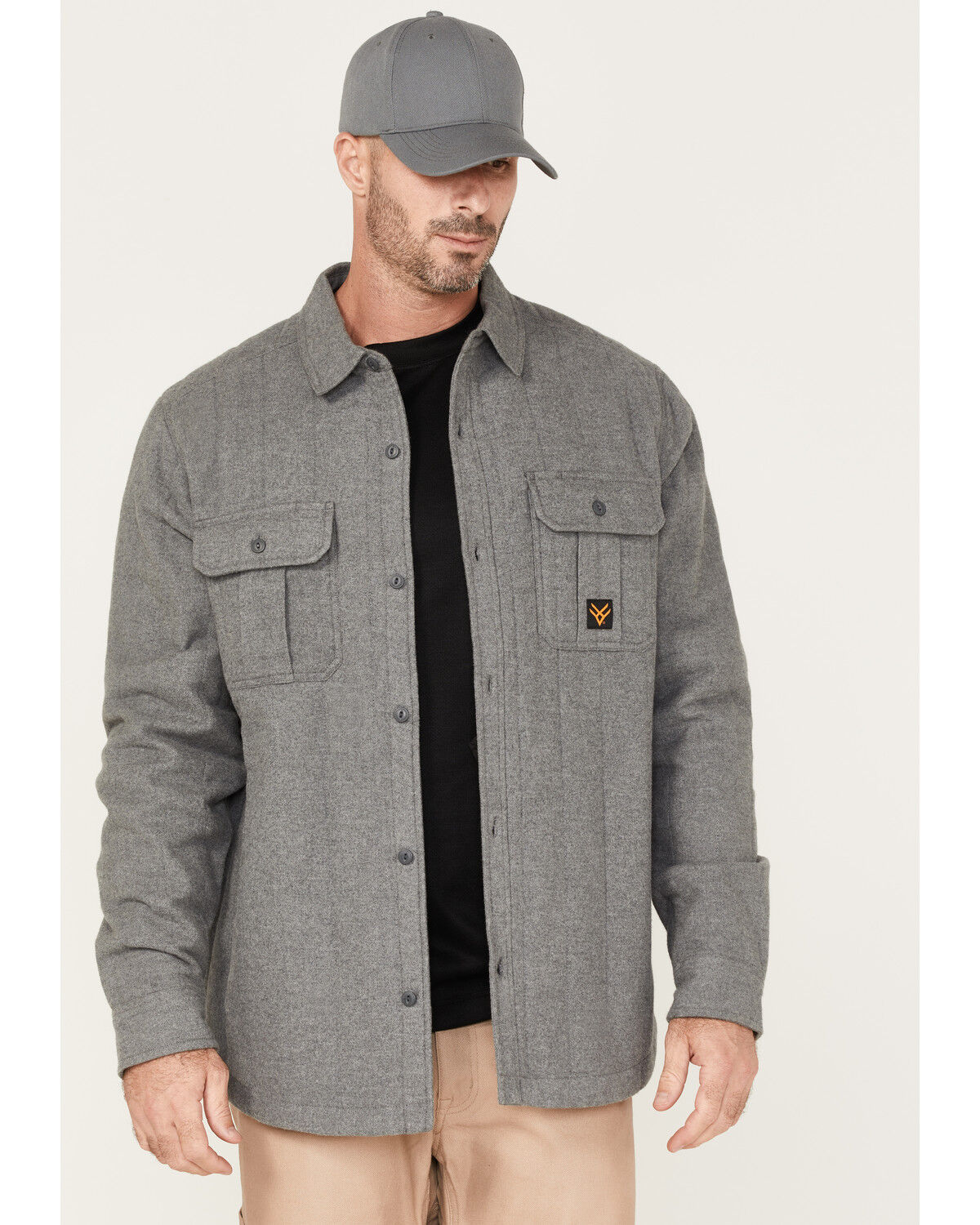 Image #1 - Hawx Men's Channel Quilted Flannel Button-Down Shirt Jacket, Grey, hi-res