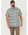 Resistol Men's Hampton Plaid Print Short Sleeve Button Down Western Shirt , Light Green, hi-res