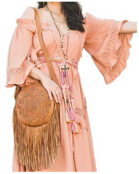 STS Ranchwear By Carroll Women's Wayfarer Fringe Crossbody Bag, Tan, hi-res