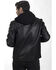 Image #3 - Frye Men's Racer Zip-Up Hooded Leather Jacket, Black, hi-res