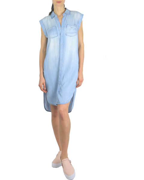 Image #4 - Tractr Blu Women's Hi Low Shirt Dress , Indigo, hi-res