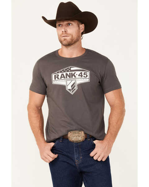 RANK 45® Men's Patriotic Shield Short Sleeve Graphic T-Shirt, Charcoal, hi-res