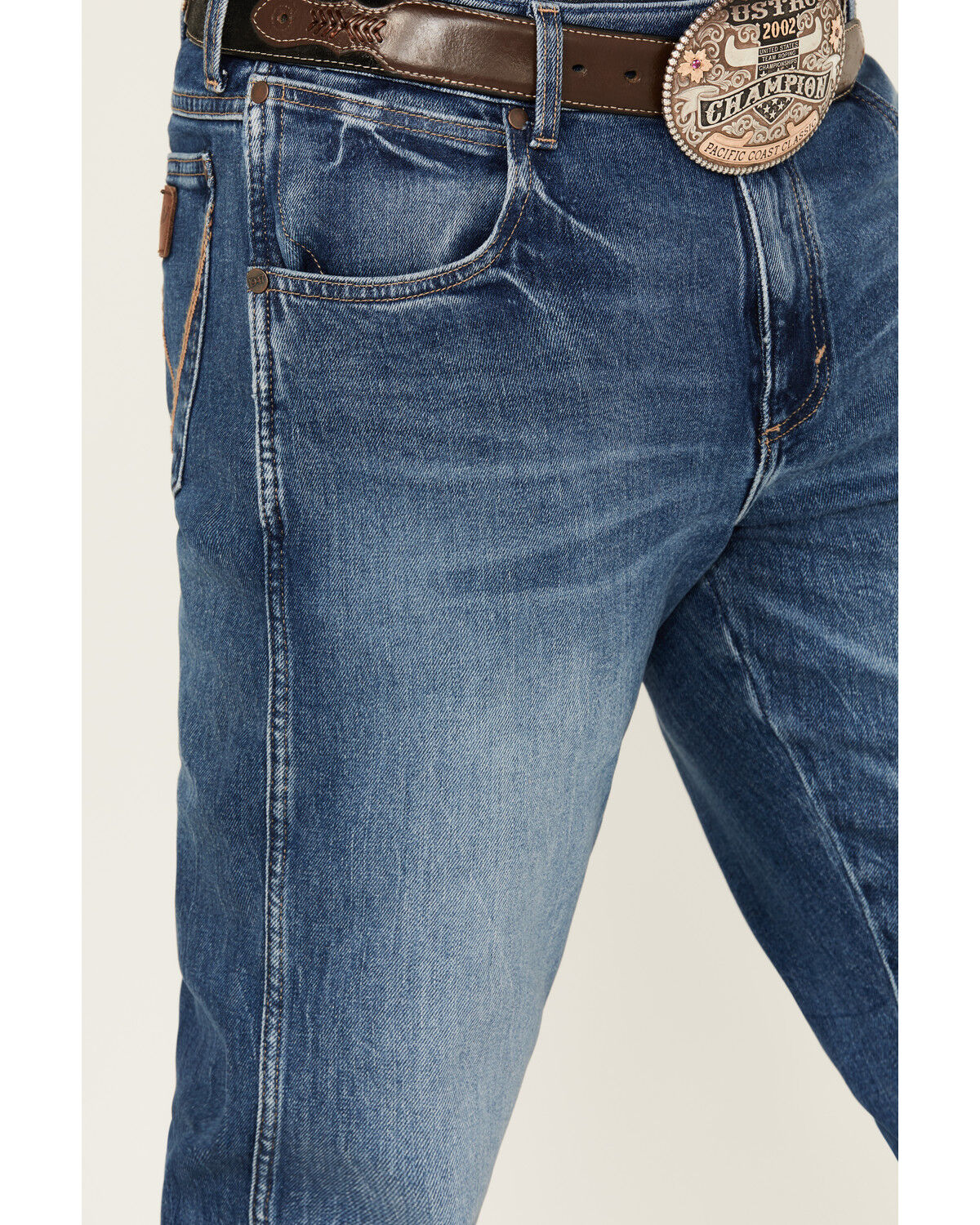 Image #2 - Wrangler Retro Men's Blaze Medium Wash Slim Bootcut Stretch Denim Jeans - Long, Medium Wash, hi-res