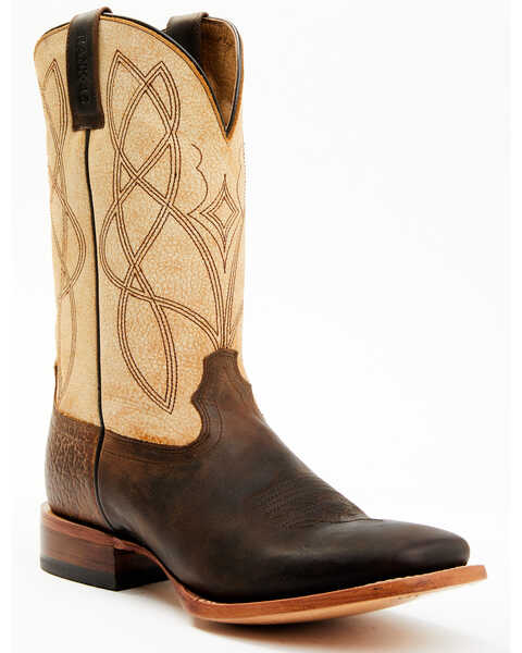 Image #1 - RANK 45® Men's Deuce Western Boots - Broad Square Toe, Cream/brown, hi-res