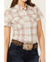 Image #3 - Wrangler Retro Women's Plaid Print Short Sleeve Pearl Snap Western Shirt, Cream, hi-res