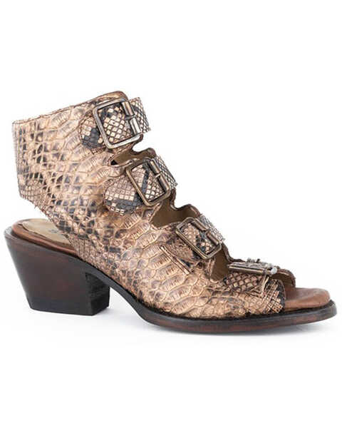 Stetson Women's Indie Exotic Python Western Booties - Round Toe, Brown, hi-res