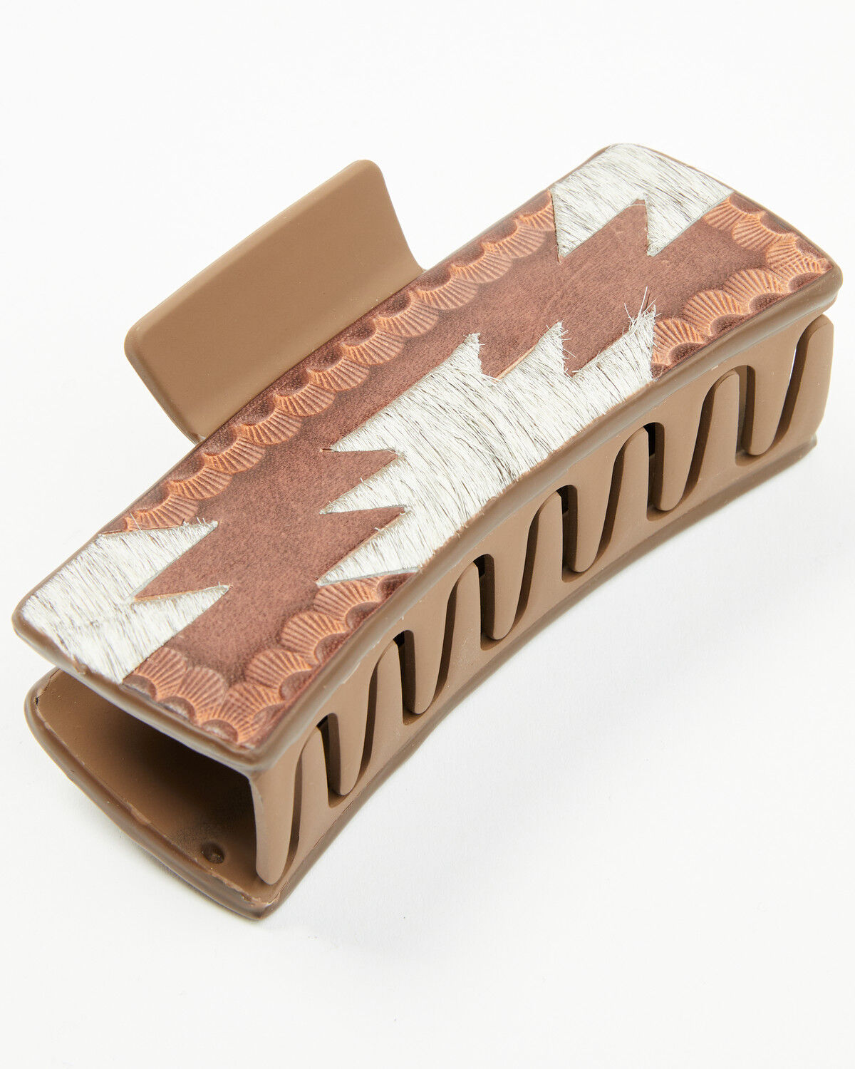 Image #2 - Shyanne Women's Hairon Leather Hair Clip, Brown, hi-res