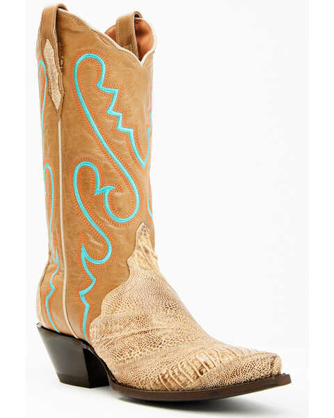 Dan Post Women's Exotic Ostrich Leg Western Boots - Snip Toe, Brown, hi-res
