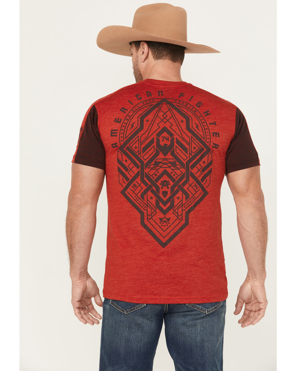 Image #1 - American Fighter Men's Ensley Short Sleeve Graphic T-Shirt, Red, hi-res