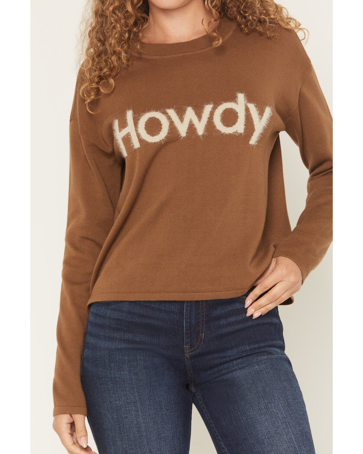 Image #3 - Shyanne Women's Howdy Long Sleeve Sweater, Khaki, hi-res