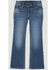 Image #1 - Wrangler Girls' Dakota Star Pocket Medium Wash Bootcut Jeans, Blue, hi-res