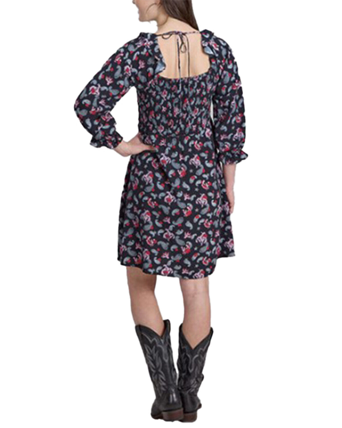 Image #2 - Roper Women's Bronc Riders Printed Midi Dress, Black, hi-res