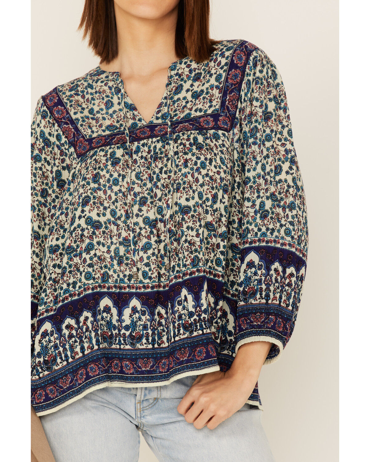 Image #3 - Bila Women's Floral Print Long Sleeve Shirt, Blue, hi-res