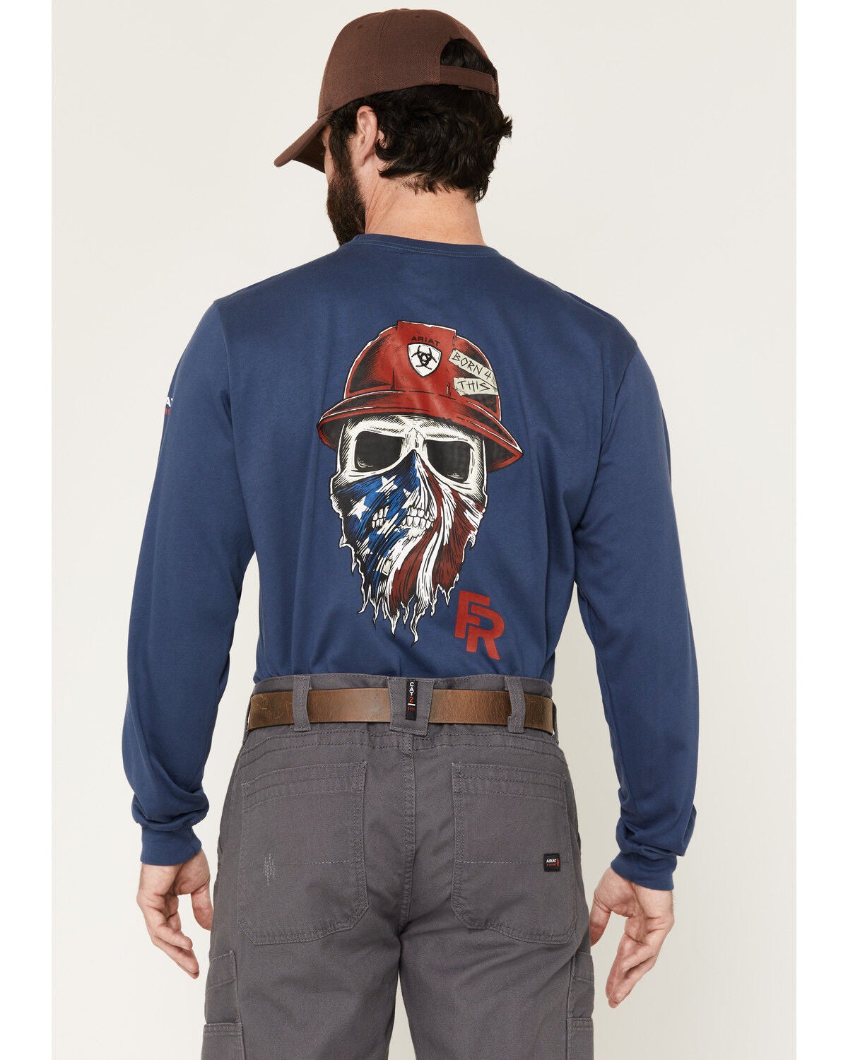 Image #1 - Ariat Men's FR Born For This Long Sleeve Work T-Shirt, Blue, hi-res