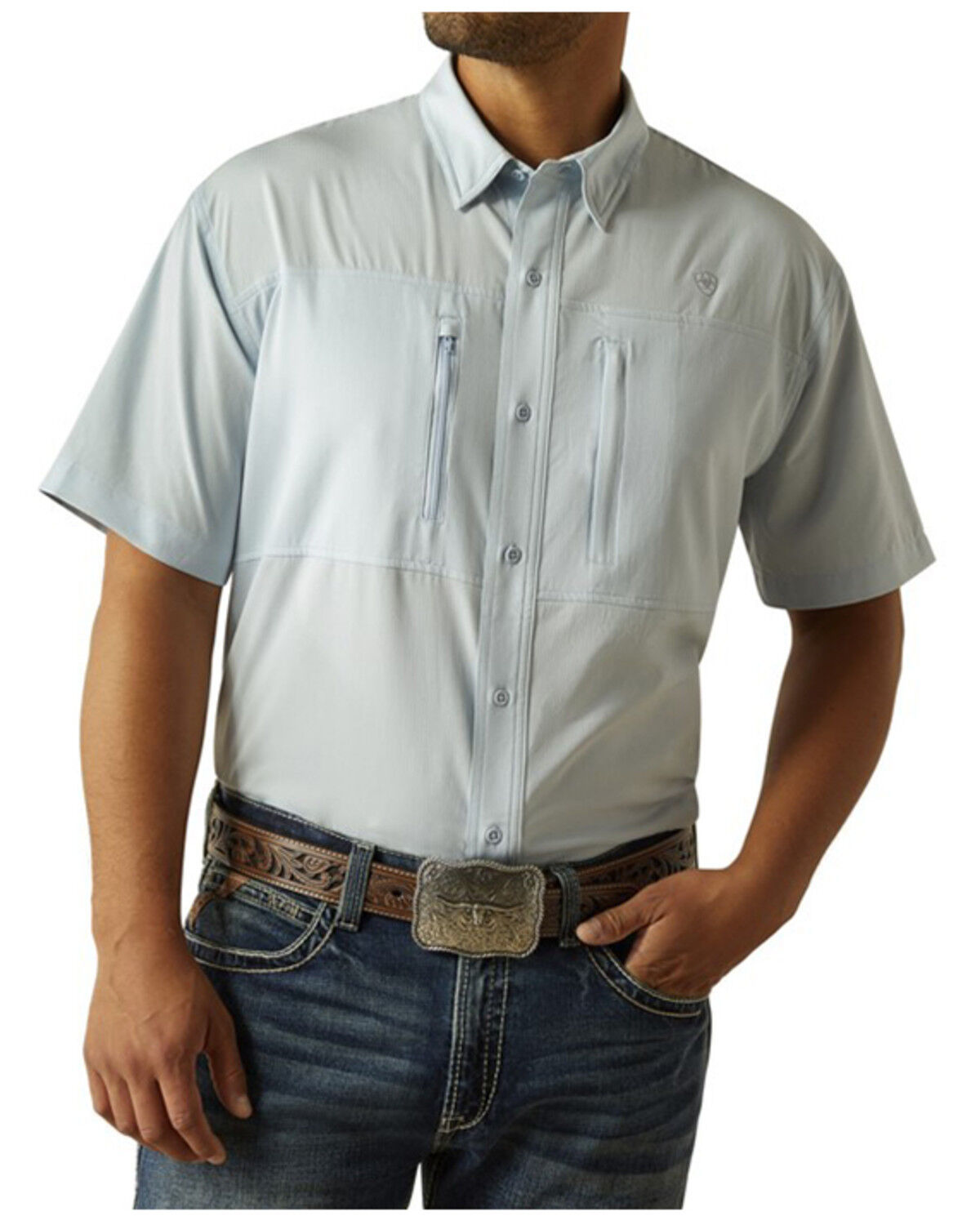 Image #1 - Ariat Men's VenTEK Solid Short Sleeve Button-Down Western Shirt, Black, hi-res