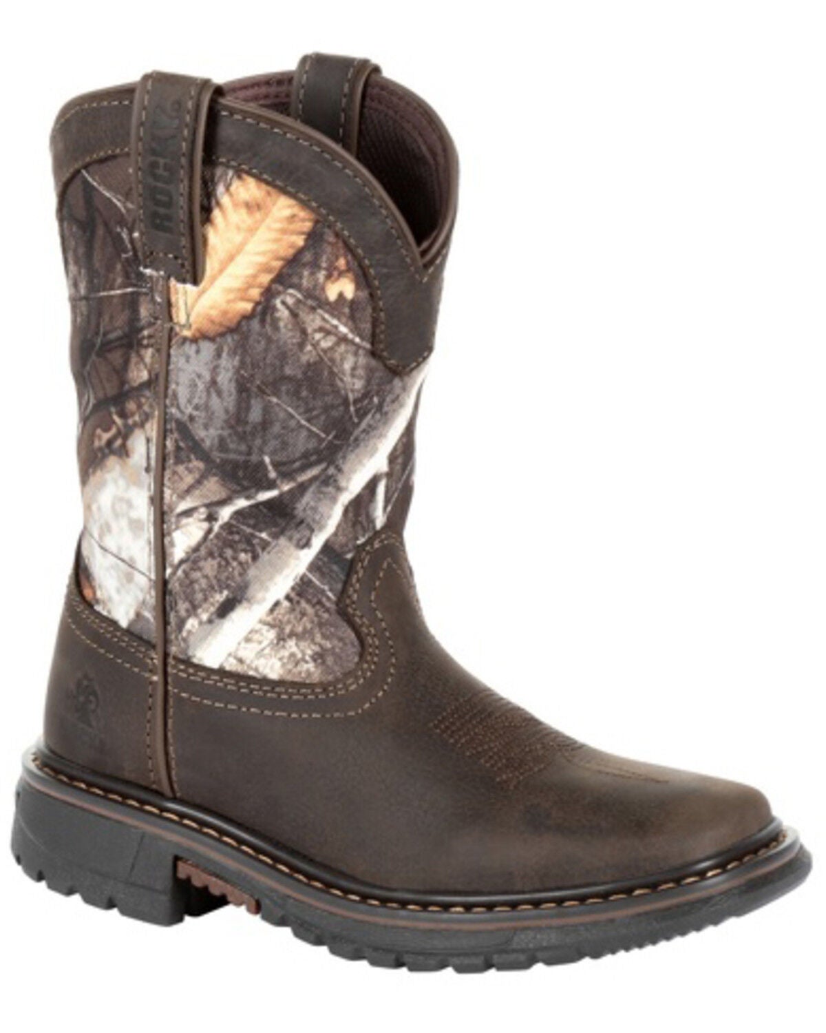 Rocky Boys' Ride FLX Waterproof Western Work Boots - Soft Toe, Brown, hi-res