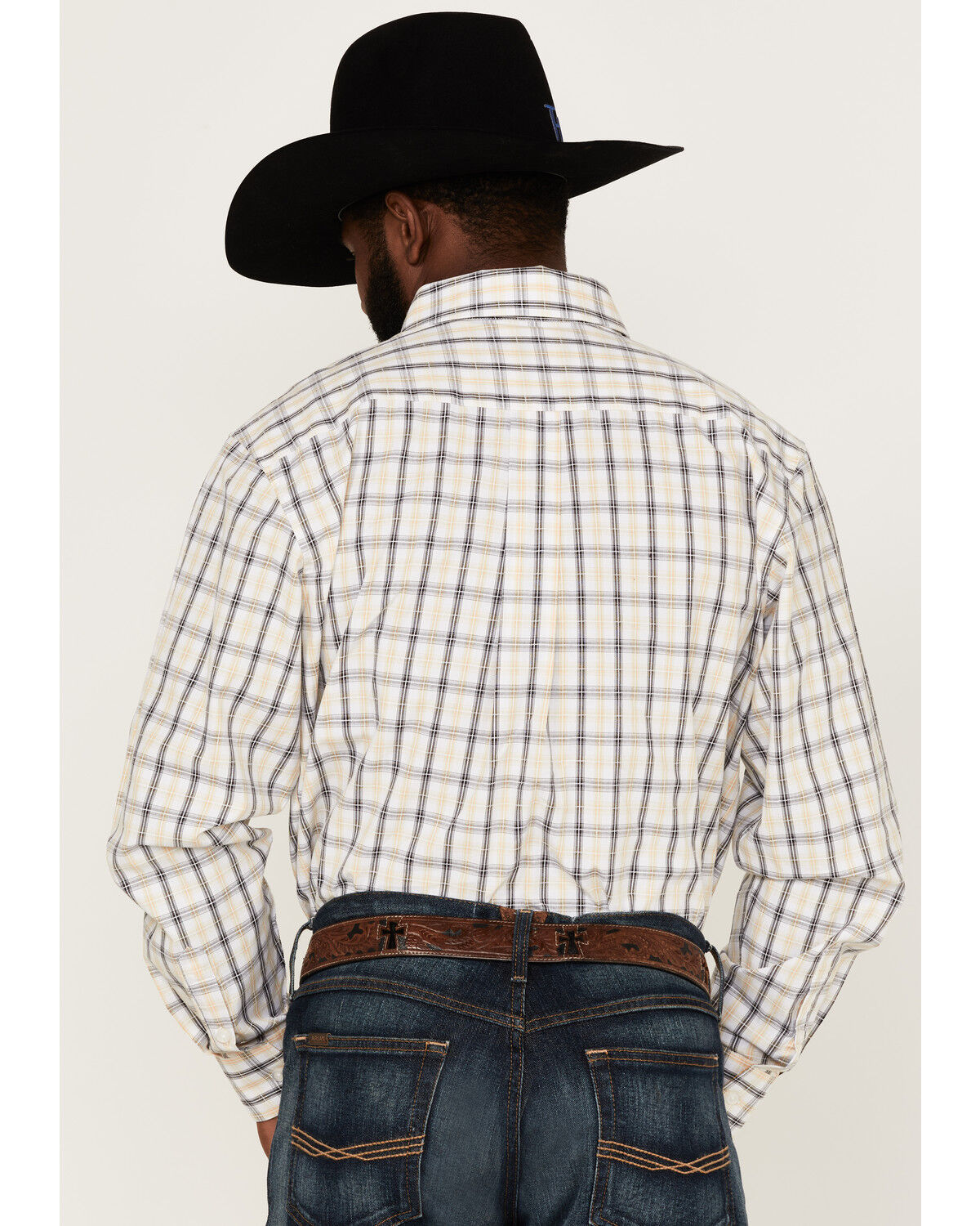 Image #4 - Panhandle Select Men's Plaid Print Long Sleeve Button Down Western Shirt, , hi-res